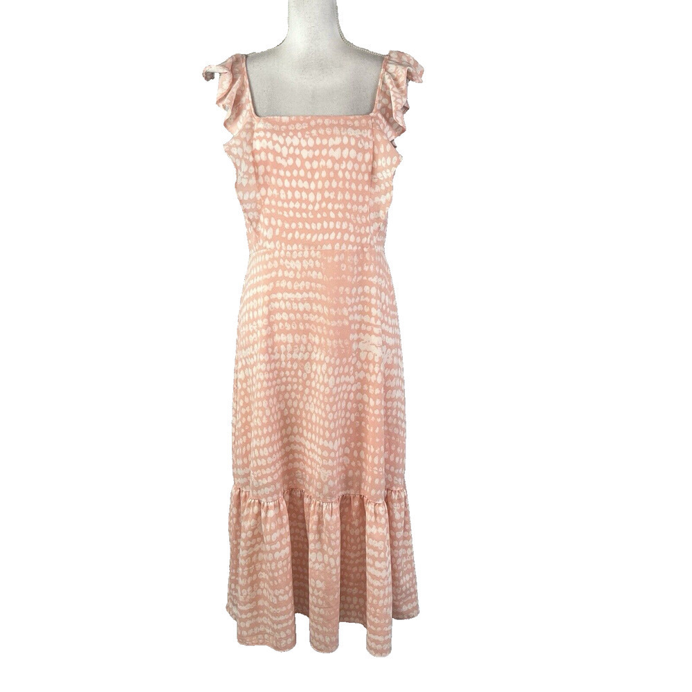 BCBG Paris Blush Ruffle Midi Dress